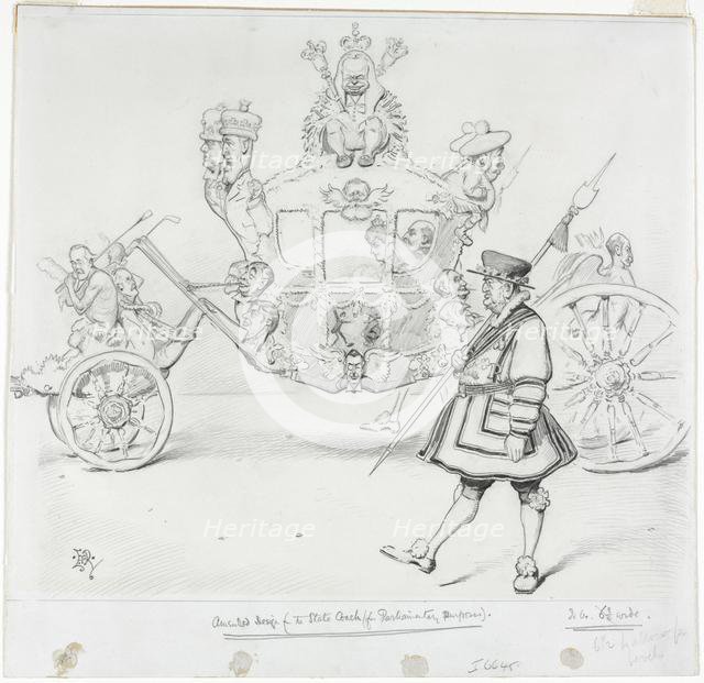 The Stagecoach for Parliamentary Purposes (recto) Study for Cab and Front Left Wheel...(verso). Creator: Edward Tennyson Reed (British, 1860-1933).