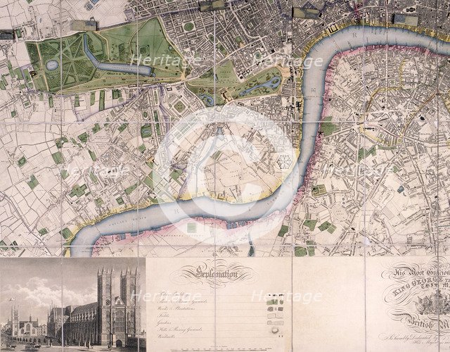 Map of City of London, Westminster and Southwark, 1827. Artist: James Neele