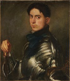 Self-portrait with armour, 1902. Creator: Spadini; Armando (1883-1925).