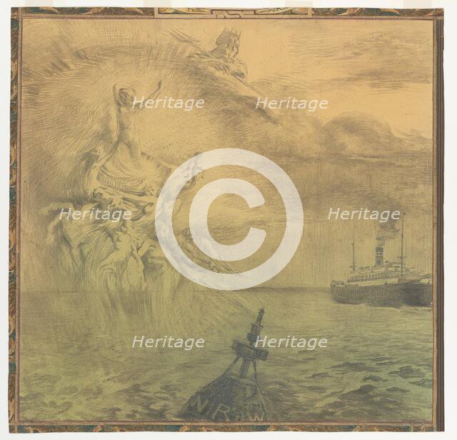 Sea: design for a wall painting in Rotterdam, c.1908-c.1917. Creator: Huib Luns.