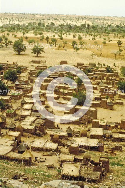Village from the Bandiagara Escarpment, Pays Dogon, Mali, 1990. Creator: Amanda Waite.
