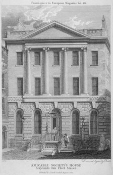 Amicable Society for a Perpetual Assurance Office, Serjeants' Inn, Fleet Street, London, 1801.       Artist: Samuel Rawle