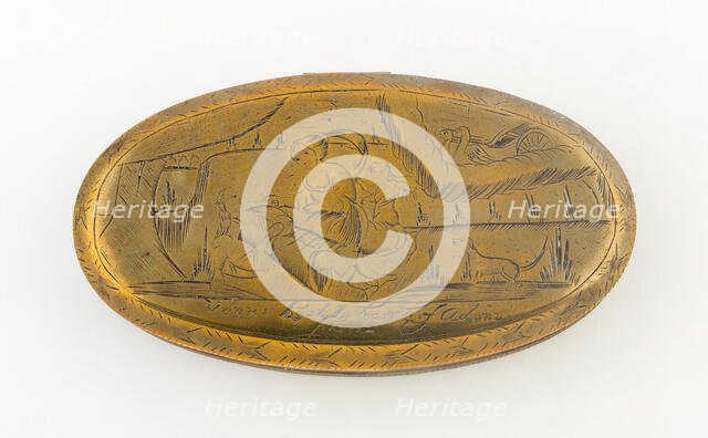 Tobacco Box with Scene of Venus and Adonis, England, early 18th century. Creator: Unknown.