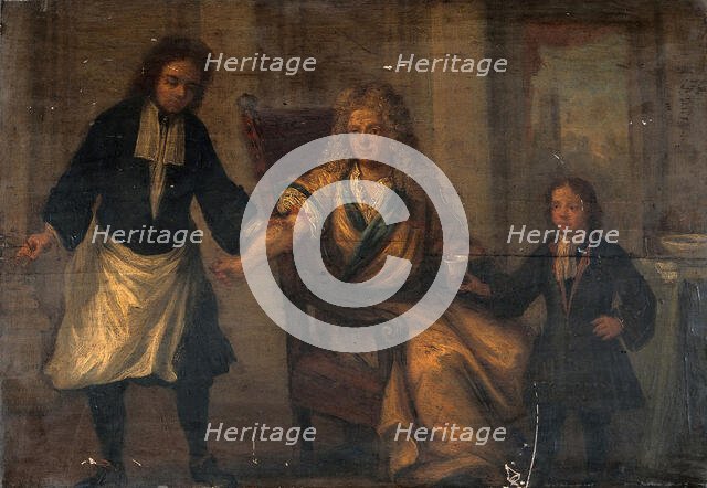 A surgeon letting blood from a man's arm, c1740s. Creator: Unknown.