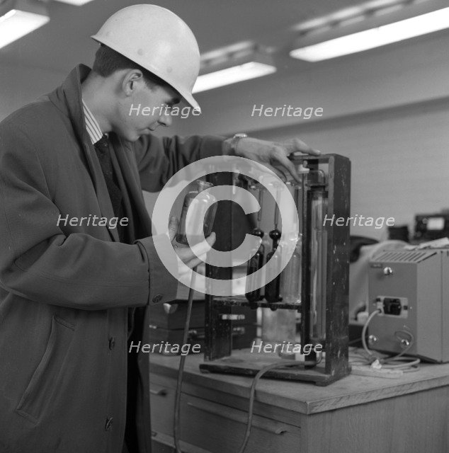 Lab testing at the Park Gate Iron & Steel Co, Rotherham, South Yorkshire, 1964. Artist: Michael Walters