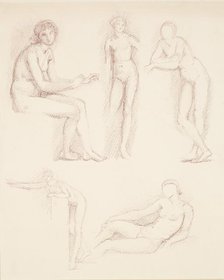 Female nude - five studies, 1865-1867. Creator: Sir Edward Coley Burne-Jones.