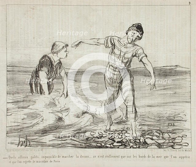 Quels affreux galets..., 1853. Creator: Honore Daumier.