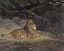 Lion at Rest, c1850s-1860s. Creator: Antoine-Louis Barye.