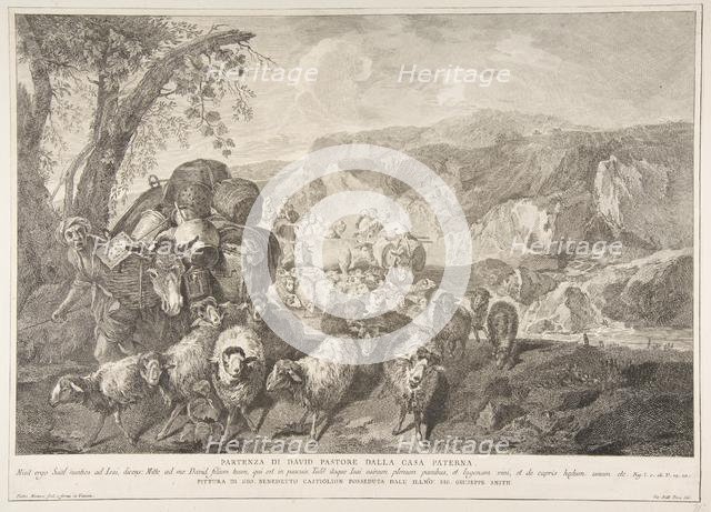 Departure of David the Shepherd from the House of His Father (Partenza di David pastore..., 1743-63. Creator: Pietro Monaco.