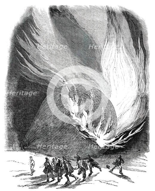 Mrs. Graham's Balloon on Fire, 1850. Creator: Unknown.