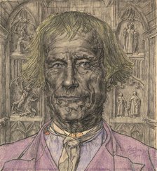 Portrait of an Old Peasant in Front of a Cathedral, 1904. Creator: Toorop, Jan (1858-1928).