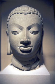 Stone head of Buddha, Gupta, India, 5th century. Artist: Unknown