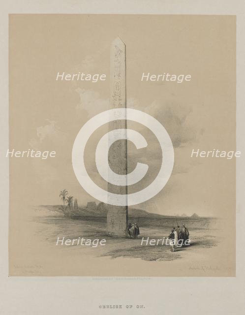 Egypt and Nubia, Volume II: Obelisk of Heliopolis, 1848. Creator: Louis Haghe (British, 1806-1885); F.G.Moon, 20 Threadneedle Street, London.