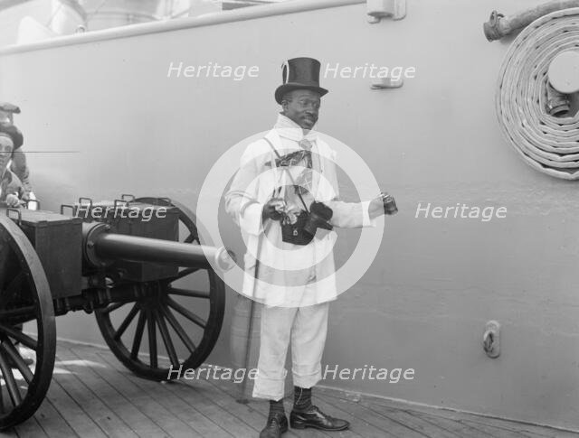 U.S.S. New York, Lord Cassidy, the colored mascot, anniversary of Santiago, 1899 July 3. Creator: Unknown.