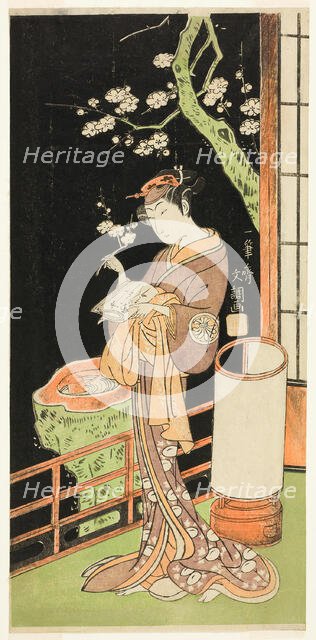 The Actor Segawa Kikunojo II as Oiso no Tora in the Play Soga Moyo Aigo no Wakamatsu..., c.1769. Creator: Ippitsusai Buncho.