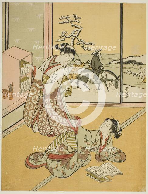 Two Young Women Reading Books, c. 1767/68. Creator: Suzuki Harunobu.