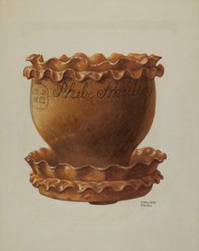 Pa. German Flower Pot and Saucer, c. 1941. Creator: Ethelbert Brown.