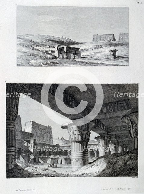 'The Temple and interior of  Apollinopolis at Etfou (Edfu)', Egypt, c1808. Artist: Baltard