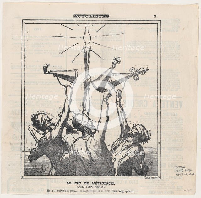 Le Jeu de l'Éteginoir [sic l'éteignoir], 1872.  Creator: Honore Daumier.