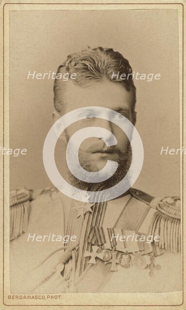 Grand Duke Serge Aleksandrovich, head-and-shoulders portrait, facing right, between 1870 and 1880. Creator: Unknown.