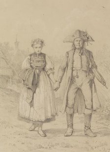 Old Man and Girl in Peasant Costume, 1857. Creator: Benjamin Vautier.