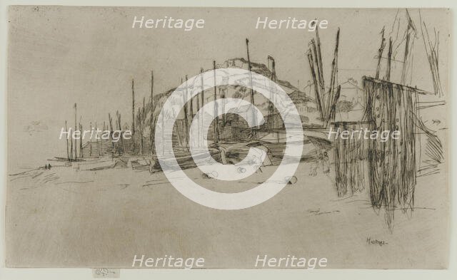 Fishing Boats, Hastings, 1877. Creator: James Abbott McNeill Whistler.