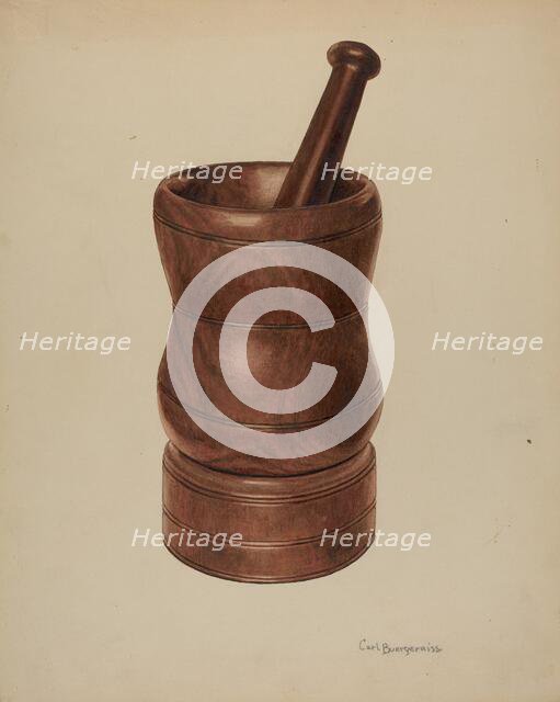 Mortar and Pestle, 1938. Creator: Carl Buergerniss.