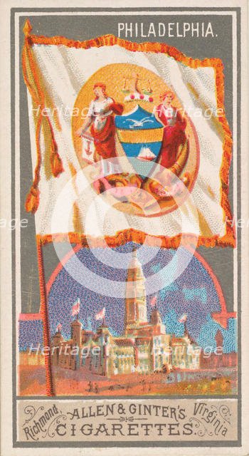 Philadelphia, from the City Flags series (N6) for Allen & Ginter Cigarettes Brands, 1887. Creator: Allen & Ginter.