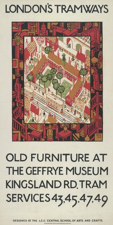 'Old Furniture At The Geffrye Museum', London County Council (LCC) Tramways poster, 1924. Artist: Howard Spear