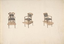 Design for Three Small Elevated Armchairs, early 19th century. Creator: Anon.