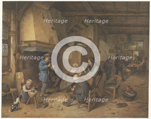 Peasants in an interior, 1868. Creator: Hendrik Abraham Klinkhamer.