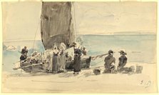 Loading the Boats, c. 1875. Creator: Eugene Louis Boudin.