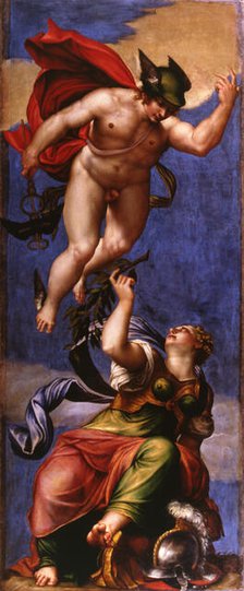 Mercury and Minerva, 1553-1554. Creator: Ponchini (Ponchino), Giovanni Battista (c. 1500-1570/71).