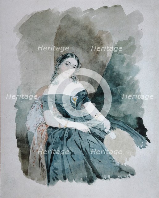 Portrait of Leonilla Ivanovna Baryatinskaya, Princess zu Sayn Wittgenstein (1816-1918), 1846. Artist: Sadovnikov, Vasily Semyonovich (1800-1879)