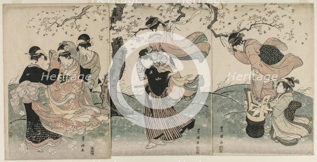 Cherry Blossoms in the Wind, late 1790s. Creator: Utagawa Toyokuni (Japanese, 1769-1825).