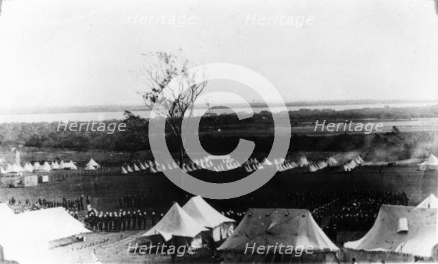 Aerial view of the military camp at Lytton, near the mouth of the Brisbane River. Creator: Unknown.