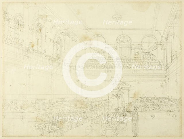 Study for Foundling Hospital, the Chapel, from Microcosm of London, c. 1808. Creator: Augustus Charles Pugin.