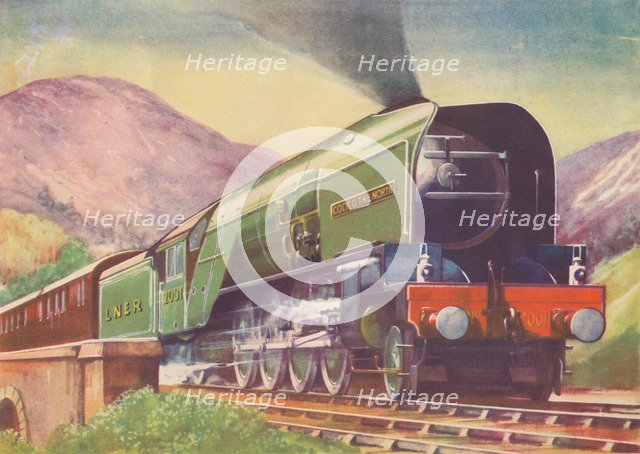 'Cock O' The North Locomotive, L.N.E.R., in the Highlands', 1940. Artist: Unknown.