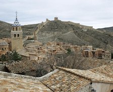 Panoramic view of the medieval village of Albarracin, Aragon, Spain, 2008. Creator: LTL.