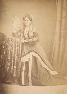 [La Comtesse at Table Holding Fan], 1860s. Creator: Giovanni Morotti.