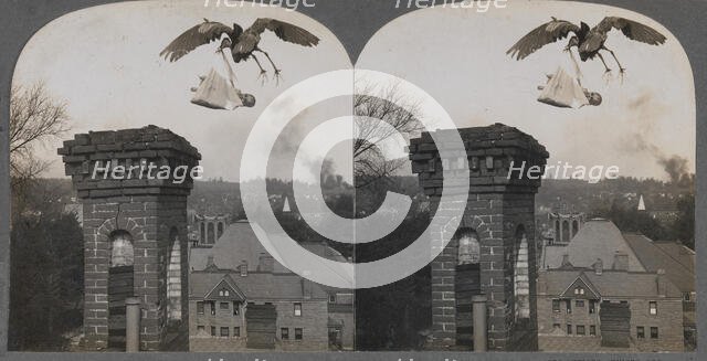 In Olden Times, if Folks Were Good, the Stork Would Bring a Baby Sweet and Fair, 1907. Creator: Keystone View Company.