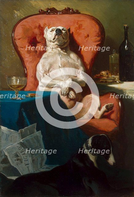 Pug Dog in an Armchair', 1857. Creator: De Dreux, Alfred (1810-1860).