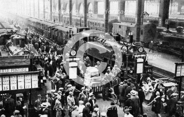Arrival of Train at North Station, Paris, 1931.Artist: Ernest Flammarion