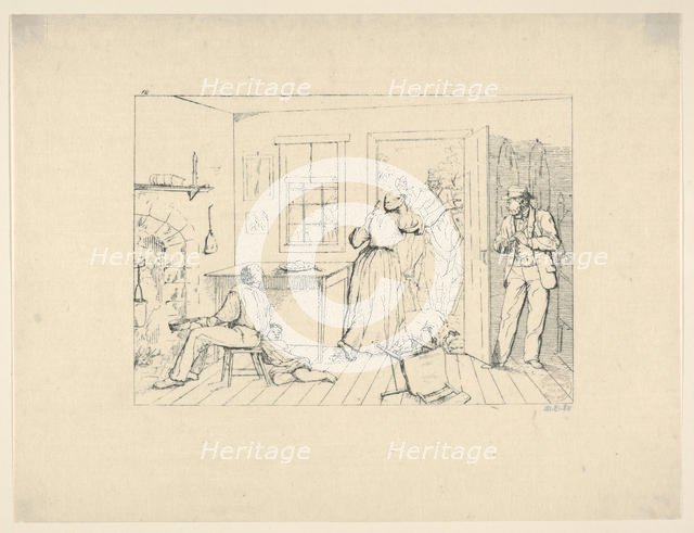 Slaves Concealing their Master from a Search Party (from Confederate War Etchings), 1861-63. Creator: Adalbert John Volck.