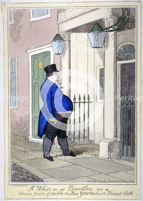 'A whist-er at Boodles - or a choice peice [sic] of double milled Yorkshire broad cloth', 1820.      Artist: Isaac Cruikshank