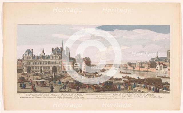 View of the Town Hall and the River Seine in Paris, 1749. Creator: Paul Angier.