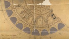 Design for the decoration of the ceiling in the Opéra Comique, Paris, ca. 1845. Creators: Jules-Edmond-Charles Lachaise, Eugène-Pierre Gourdet.