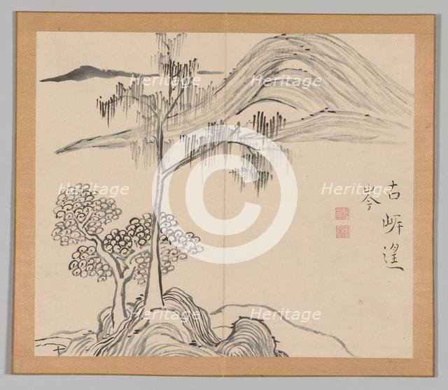Double Album of Landscape Studies after Ikeno Taiga, Volume 1 (leaf 36), 18th century. Creator: Aoki Shukuya (Japanese, 1789).