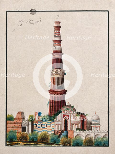 Delhi: The Qutab Minar, (between 1800 and 1899?). Creator: Unknown.