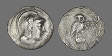 Tetradrachm (Coin) Depicting the Goddess Athena, 196-187 BCE. Creator: Unknown.